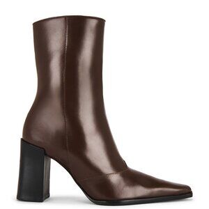 Schutz Raffaela Bootie in Root Brown leather ankle high heel platform pointed